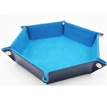 Foam Brain Leatherette & Velvet Hex Dice Tray: Navy with Teal