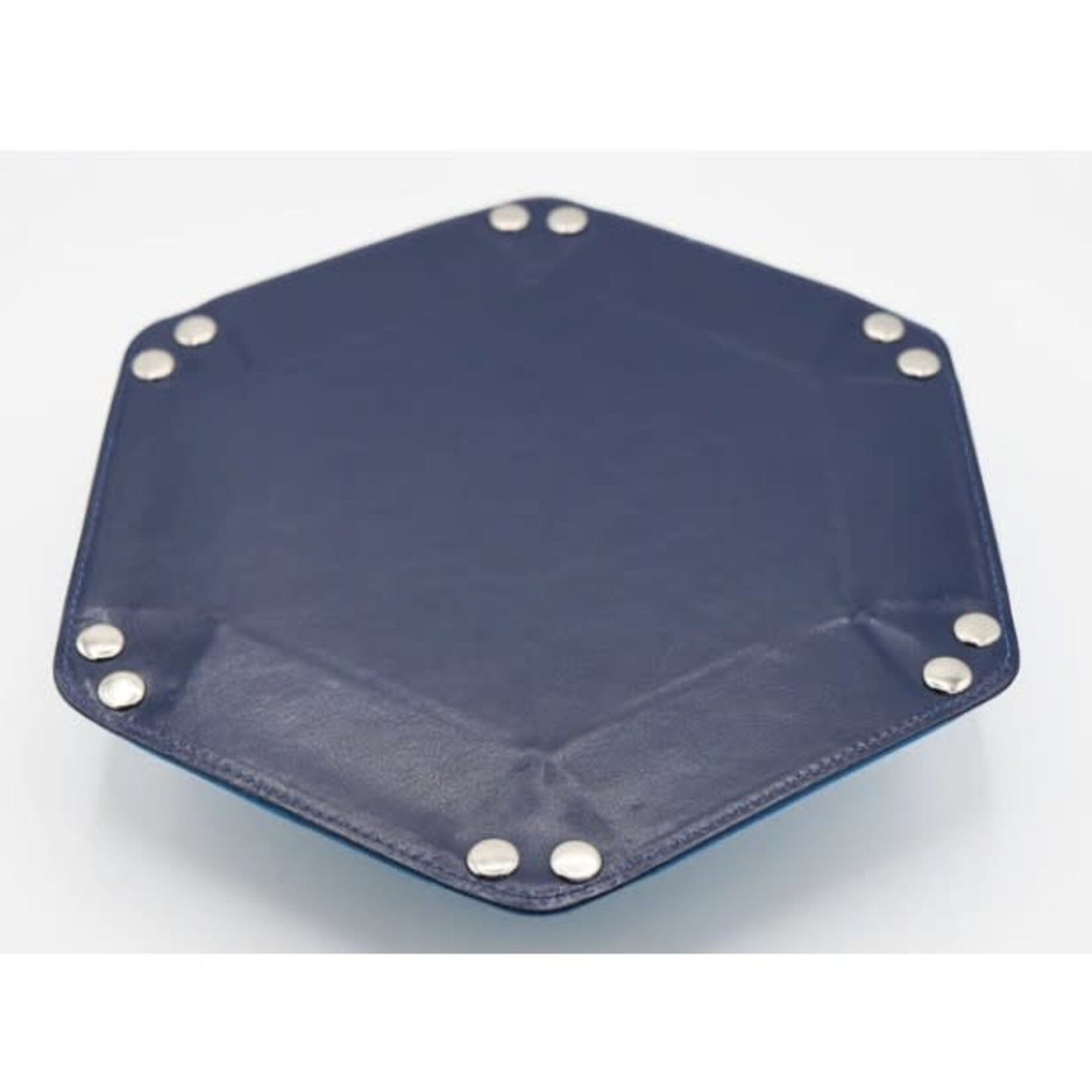 Foam Brain Leatherette & Velvet Hex Dice Tray: Navy with Teal