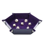 Foam Brain Leatherette & Velvet Hex Dice Tray: Navy with Purple