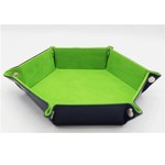Foam Brain Leatherette & Velvet Hex Dice Tray: Navy with Lime