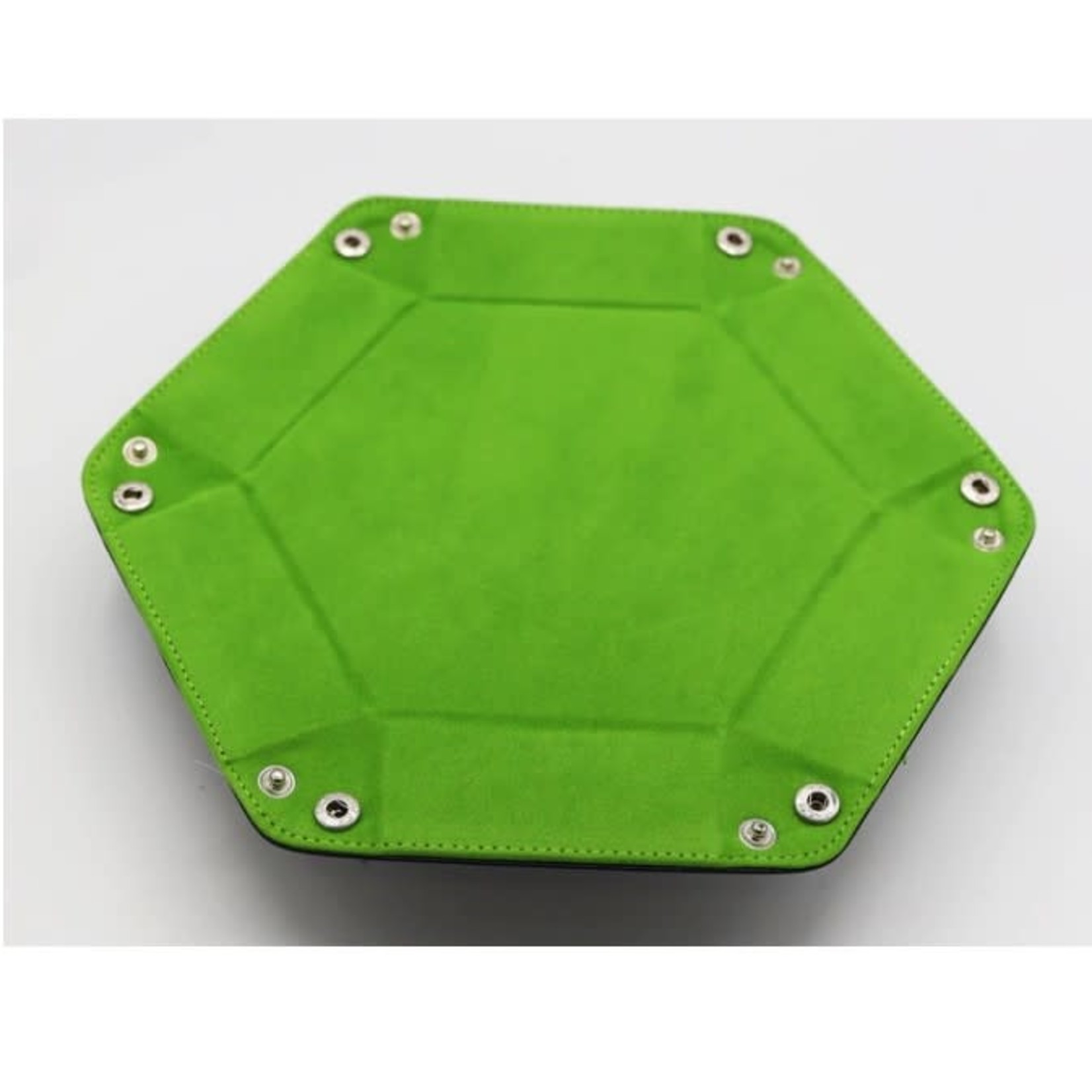 Foam Brain Leatherette & Velvet Hex Dice Tray: Navy with Lime