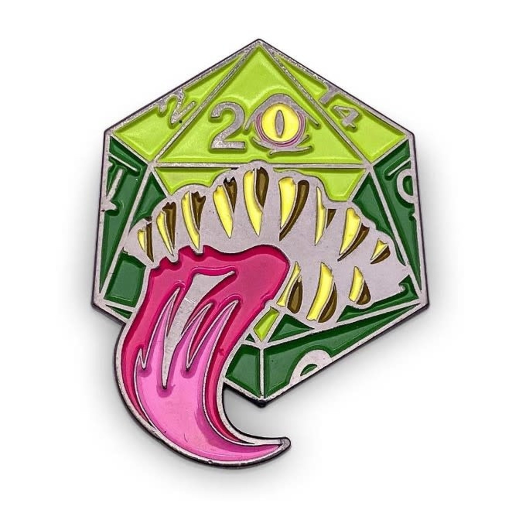 Norse Foundry Hard Enamel Adventure Dice Pin - Green Mimic D20