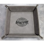 Emberglow Vegan Leather Dice Rolling Tray: The Sanctum Custom Logo: Grey
