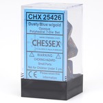 Chessex Opaque Polyhedral 7-Die Set: Dusty Blue with copper