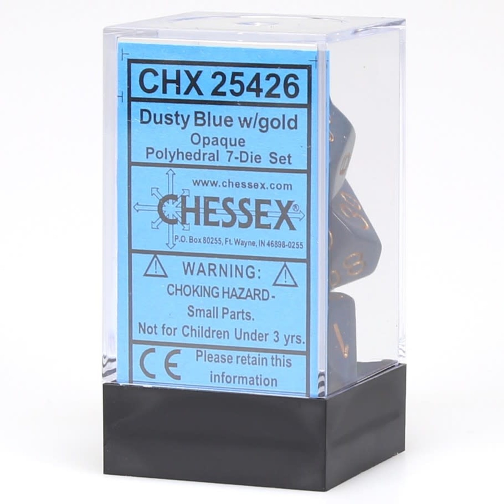 Chessex Opaque Polyhedral 7-Die Set: Dusty Blue with copper