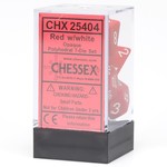 Chessex Opaque Polyhedral 7-Die Set: Red with white