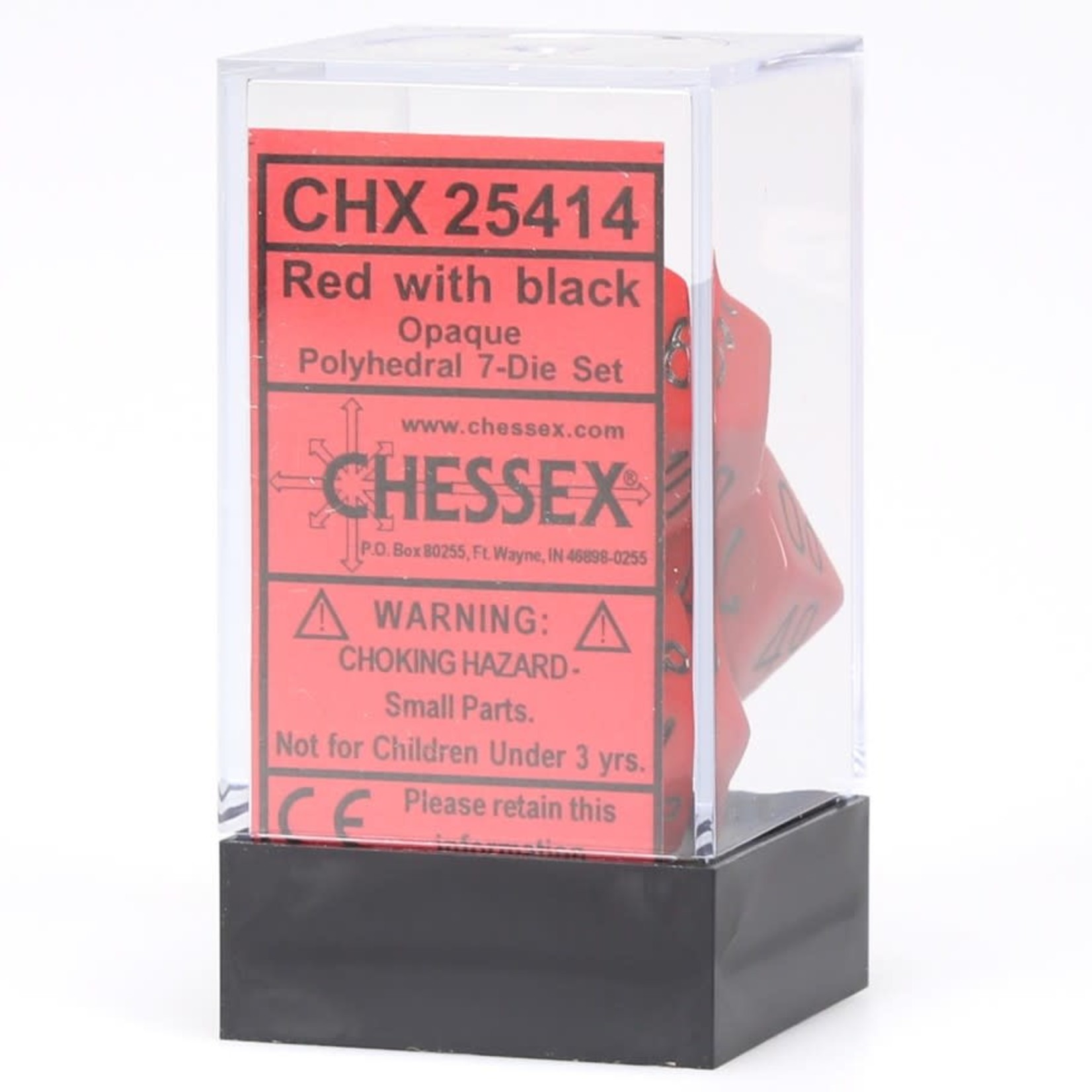 Chessex Opaque Polyhedral 7-Die Set: Red with black