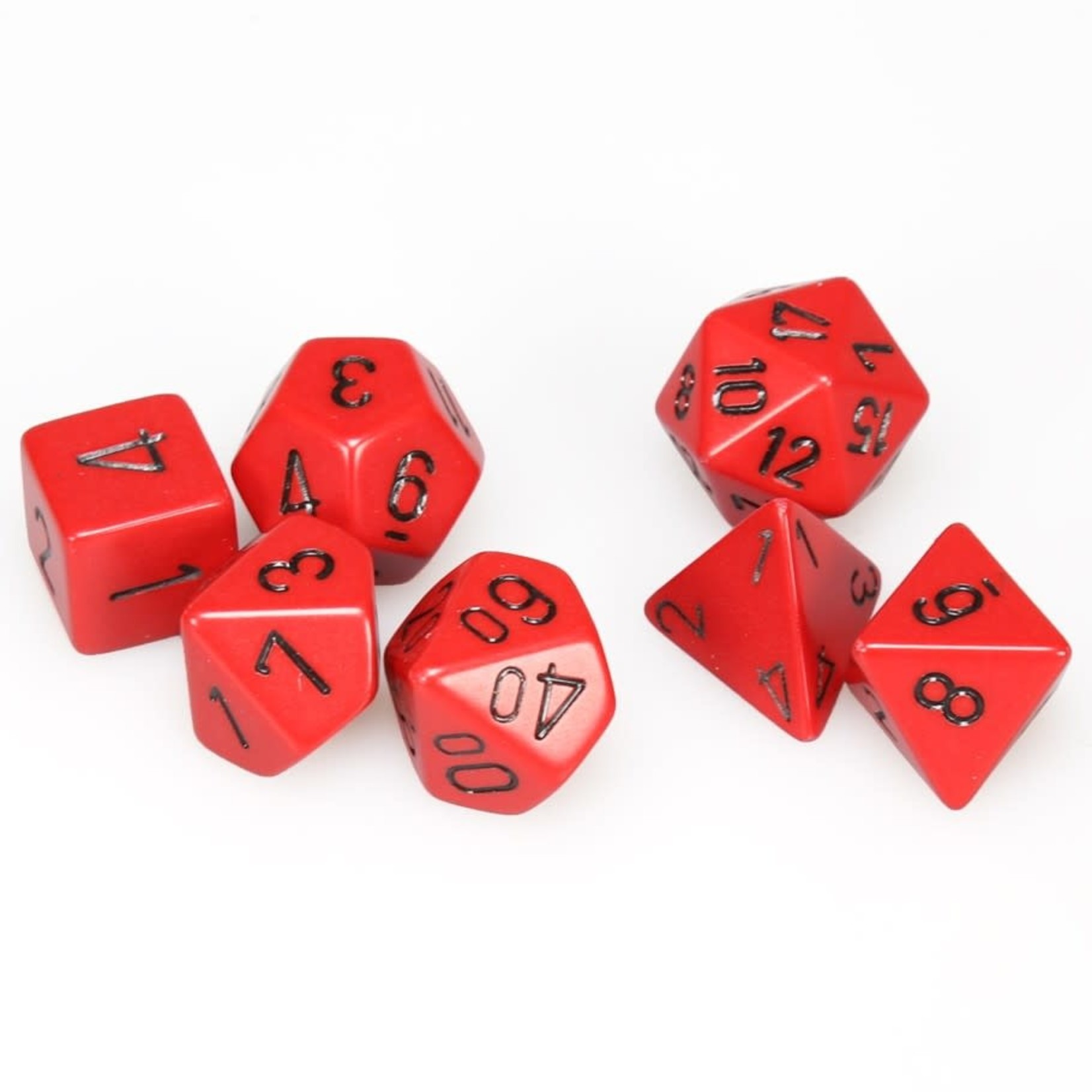 Chessex Opaque Polyhedral 7-Die Set: Red with black