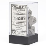 Chessex Opaque Polyhedral 7-Die Set: Grey with black