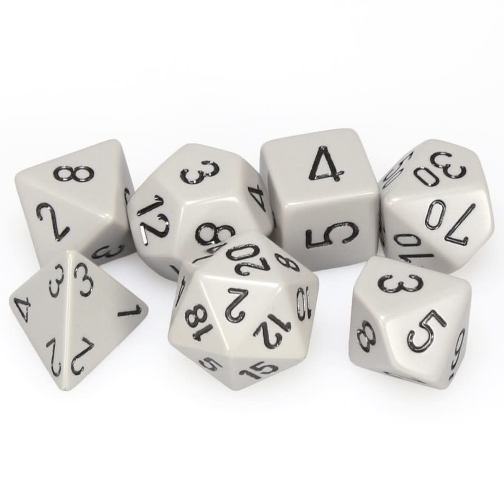 Chessex Opaque Polyhedral 7-Die Set: Grey with black