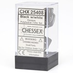 Chessex Opaque Polyhedral 7-Die Set: Black with white