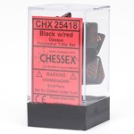 Chessex Opaque Polyhedral 7-Die Set: Black with red