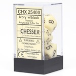 Chessex Opaque Polyhedral 7-Die Set: Ivory with black
