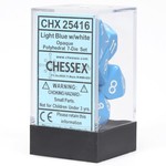 Chessex Opaque Polyhedral 7-Die Set: Light Blue with white