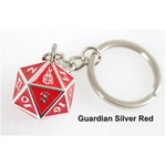 Forged Gaming Fob of Fate D20 Keychain: Guardian Silver Red