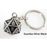 Forged Gaming Fob of Fate D20 Keychain: Guardian Silver Black