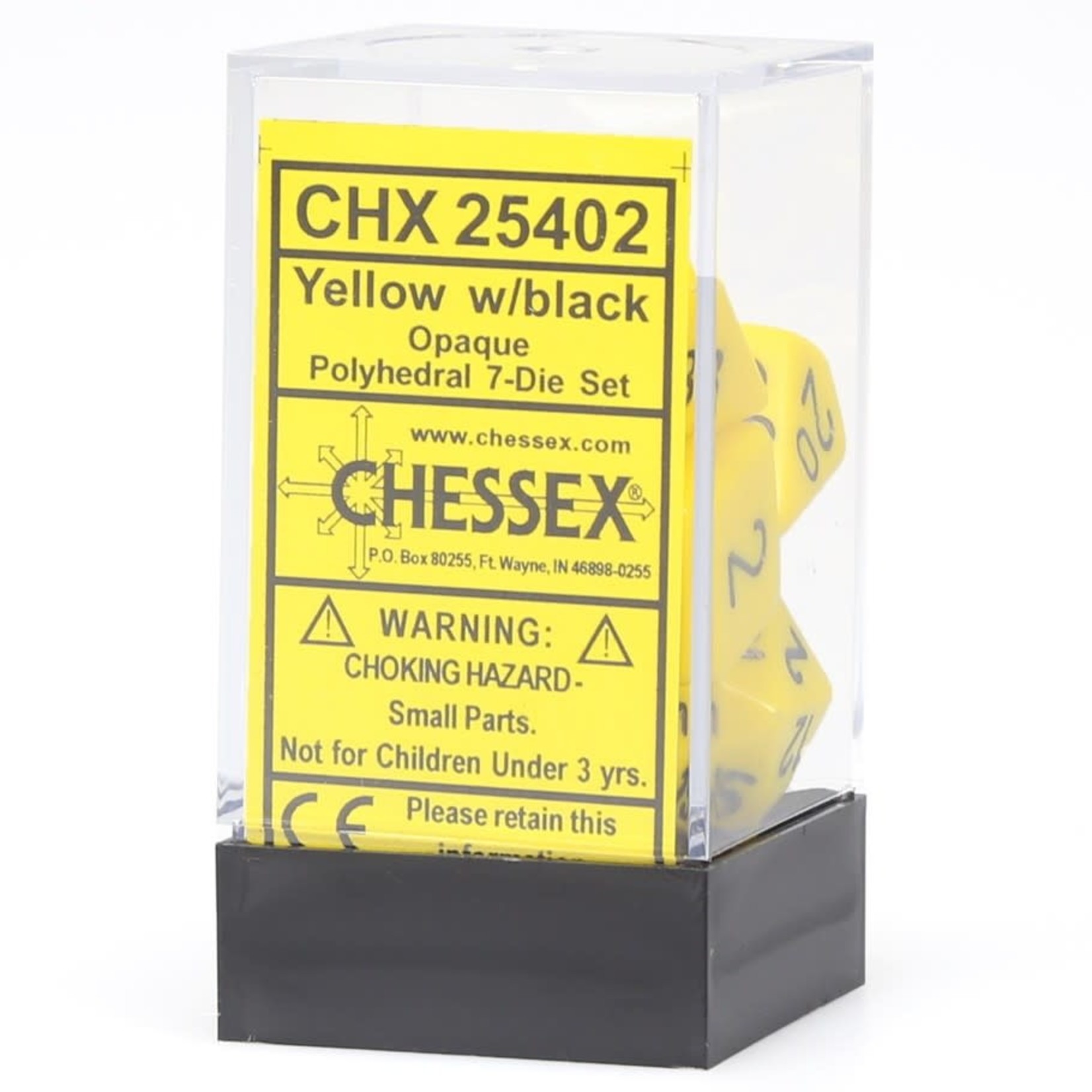 Chessex Opaque Polyhedral 7-Die Set: Yellow with black