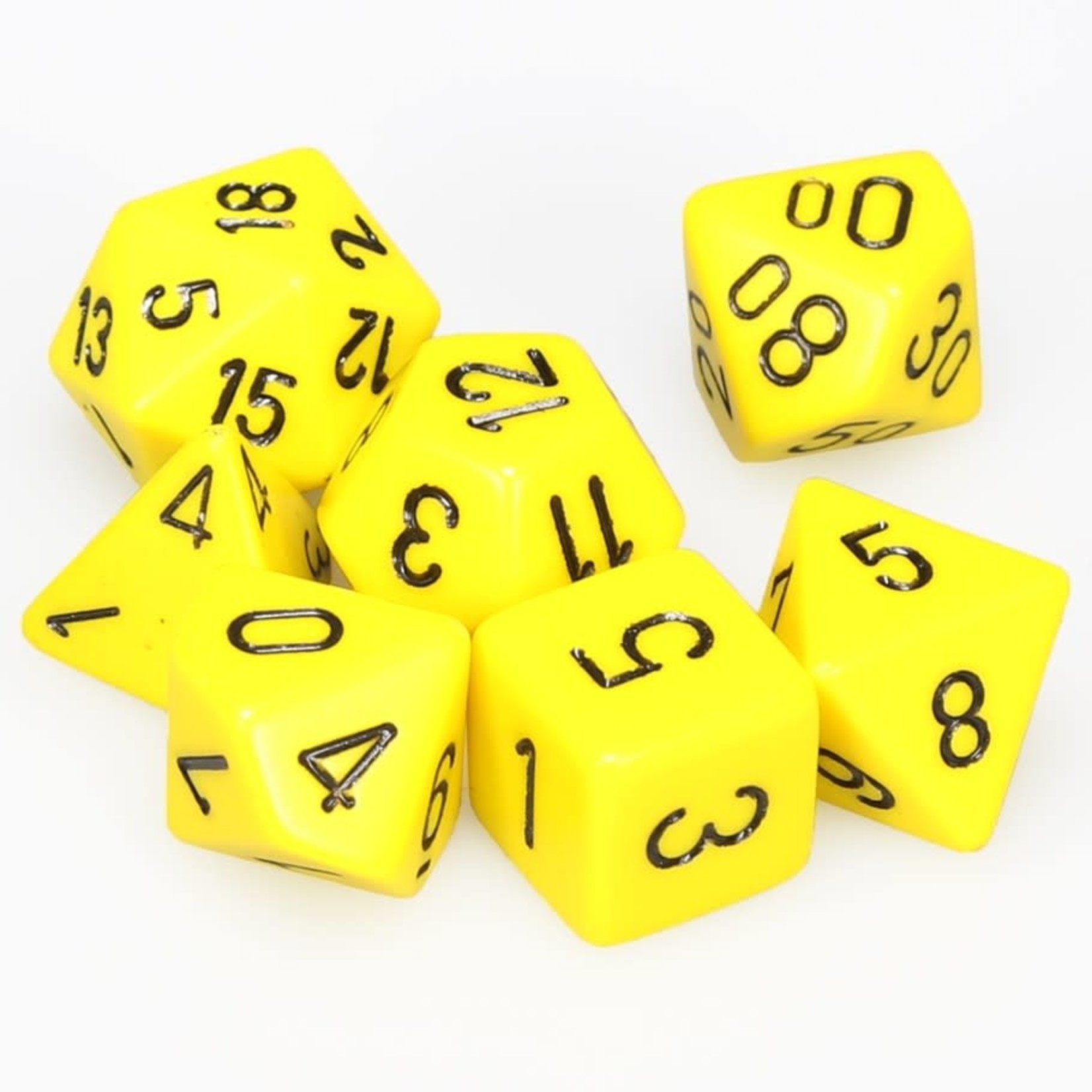 Chessex Opaque Polyhedral 7-Die Set: Yellow with black