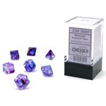 Chessex Mini 7-Die Set: Nebula Nocturnal with blue