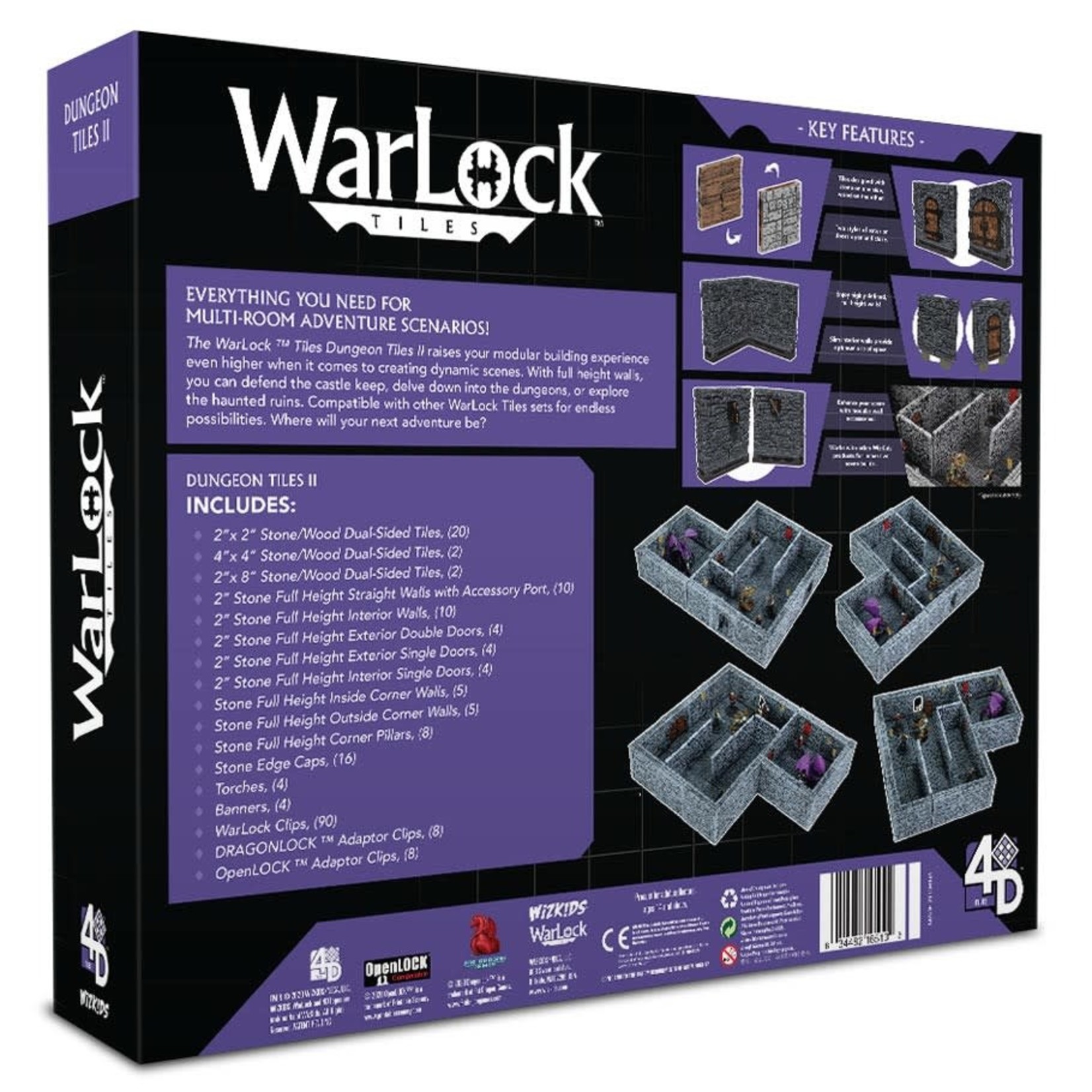 WizKids Warlock Tiles: Dungeon Tiles II - Full Height Stone Walls