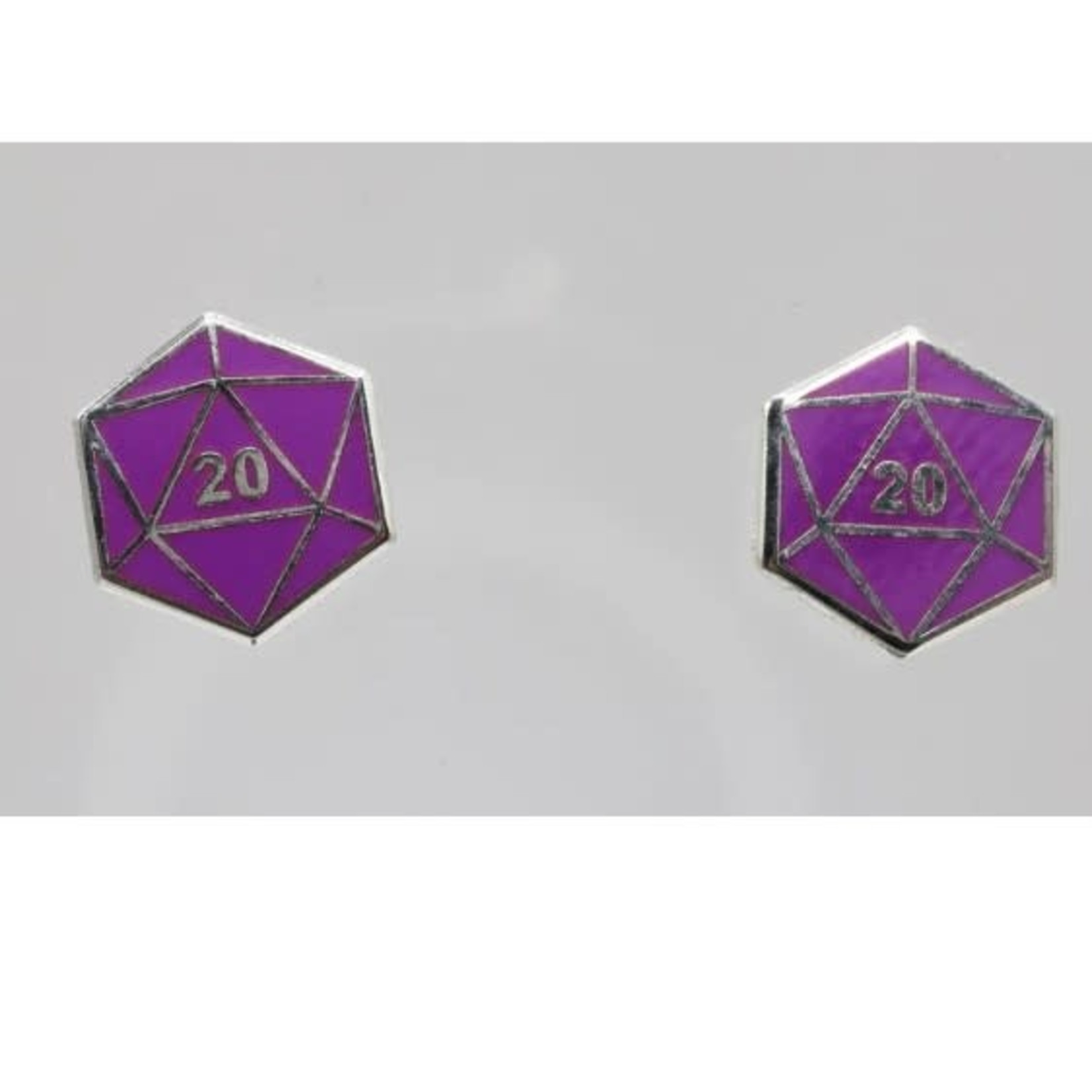 Foam Brain D20 Stud Earrings: Purple