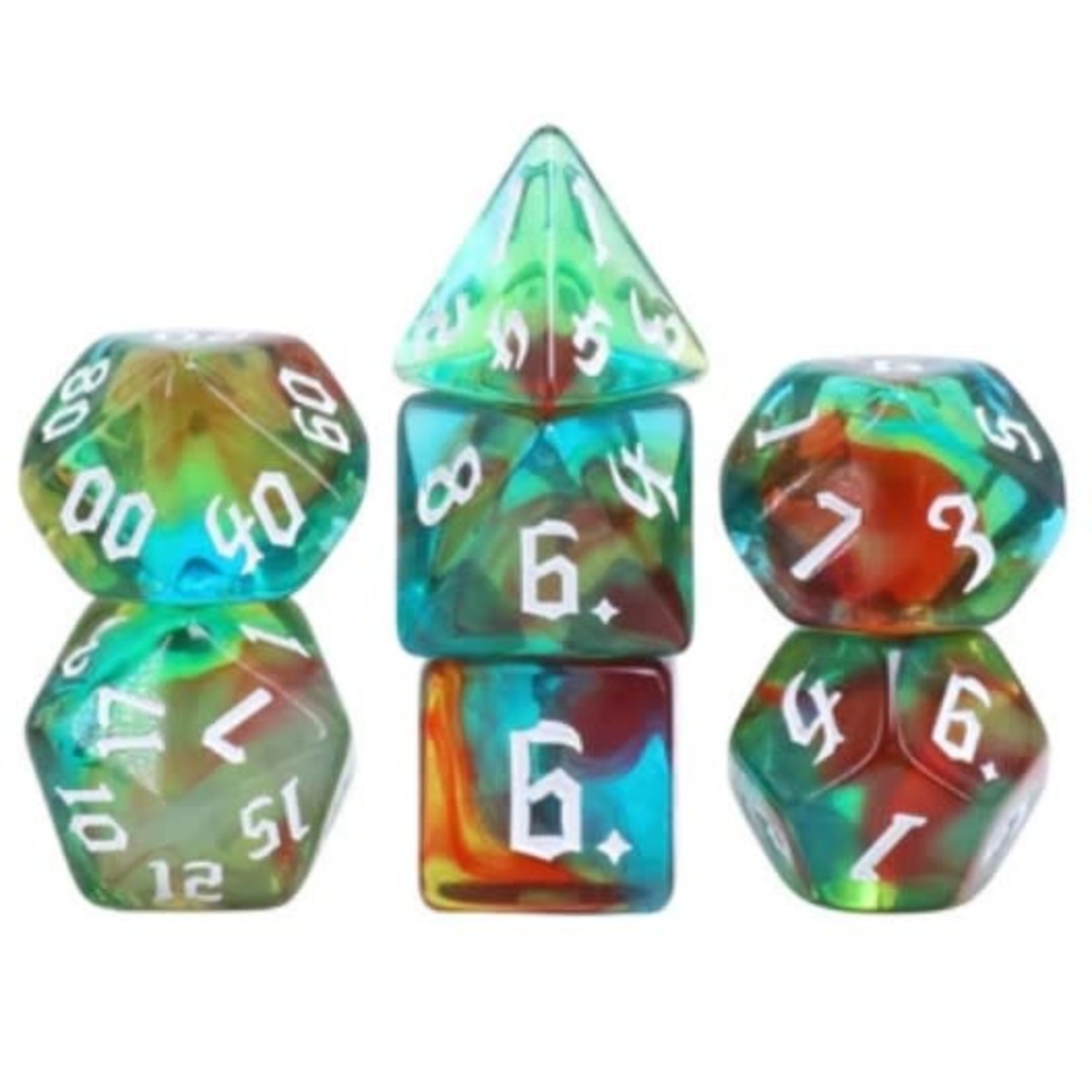 Foam Brain Wind Elves RPG Dice Set with Sanctum Logo