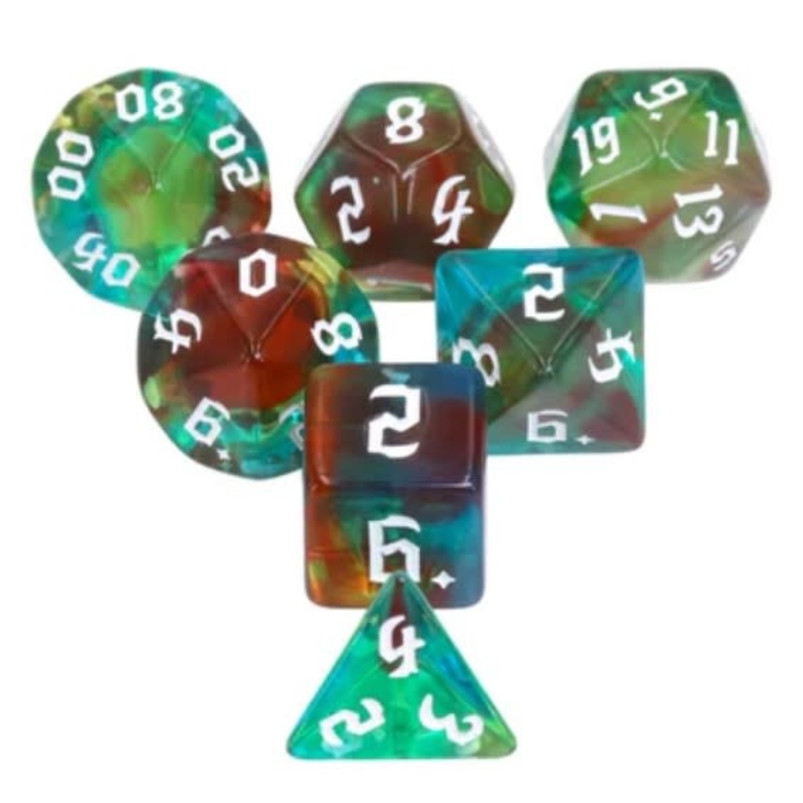 Foam Brain Wind Elves RPG Dice Set with Sanctum Logo
