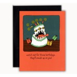 Storymakers Trading Co Blank Greeting Card: Watch Out! Birthday Cake Mimic! - TTRPG Birthday Card