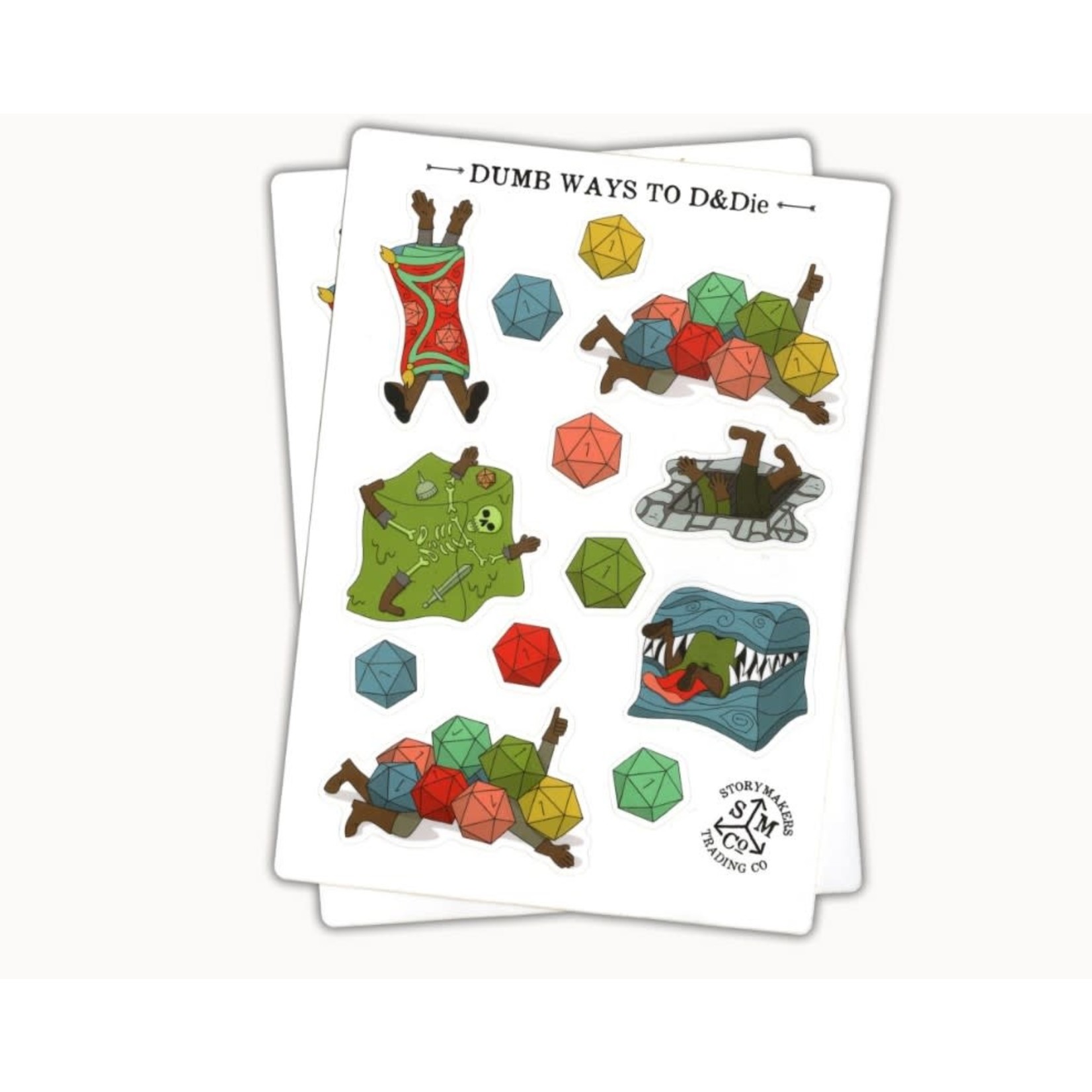 Storymakers Trading Co Vinyl Sticker: Dumb Ways to D&Die 5"x7" Sheet