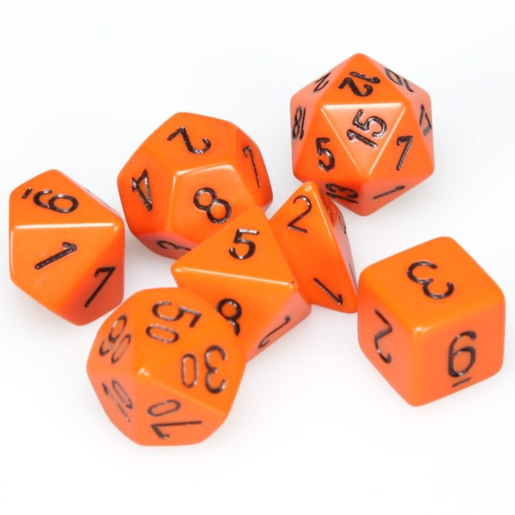 Chessex Opaque Polyhedral 7-Die Set: Orange with black