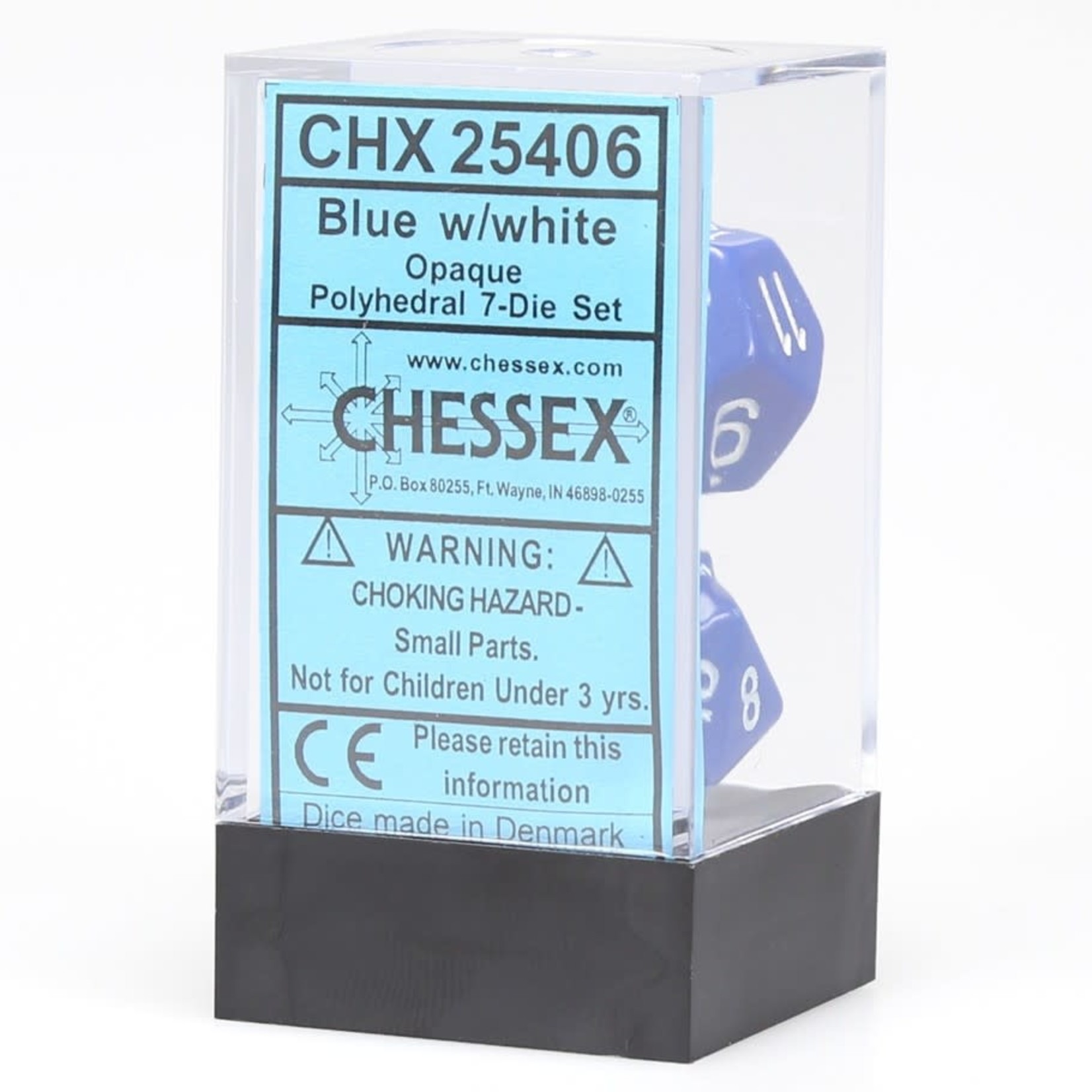 Chessex Opaque Polyhedral 7-Die Set: Blue with white