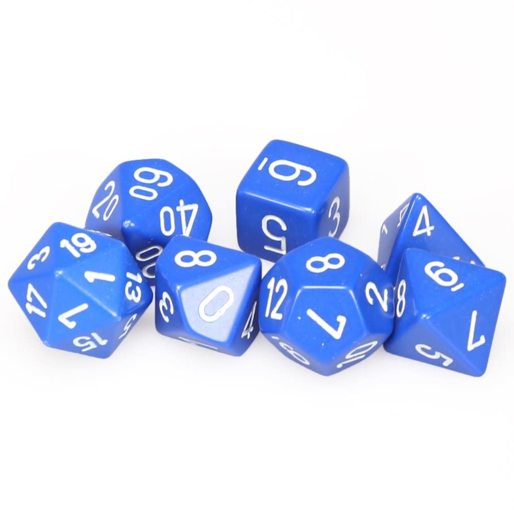 Chessex Opaque Polyhedral 7-Die Set: Blue with white