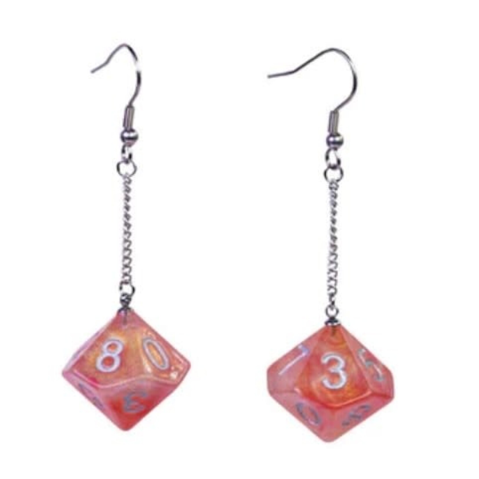 Foam Brain D10 Galaxy Earrings: Red & Orange