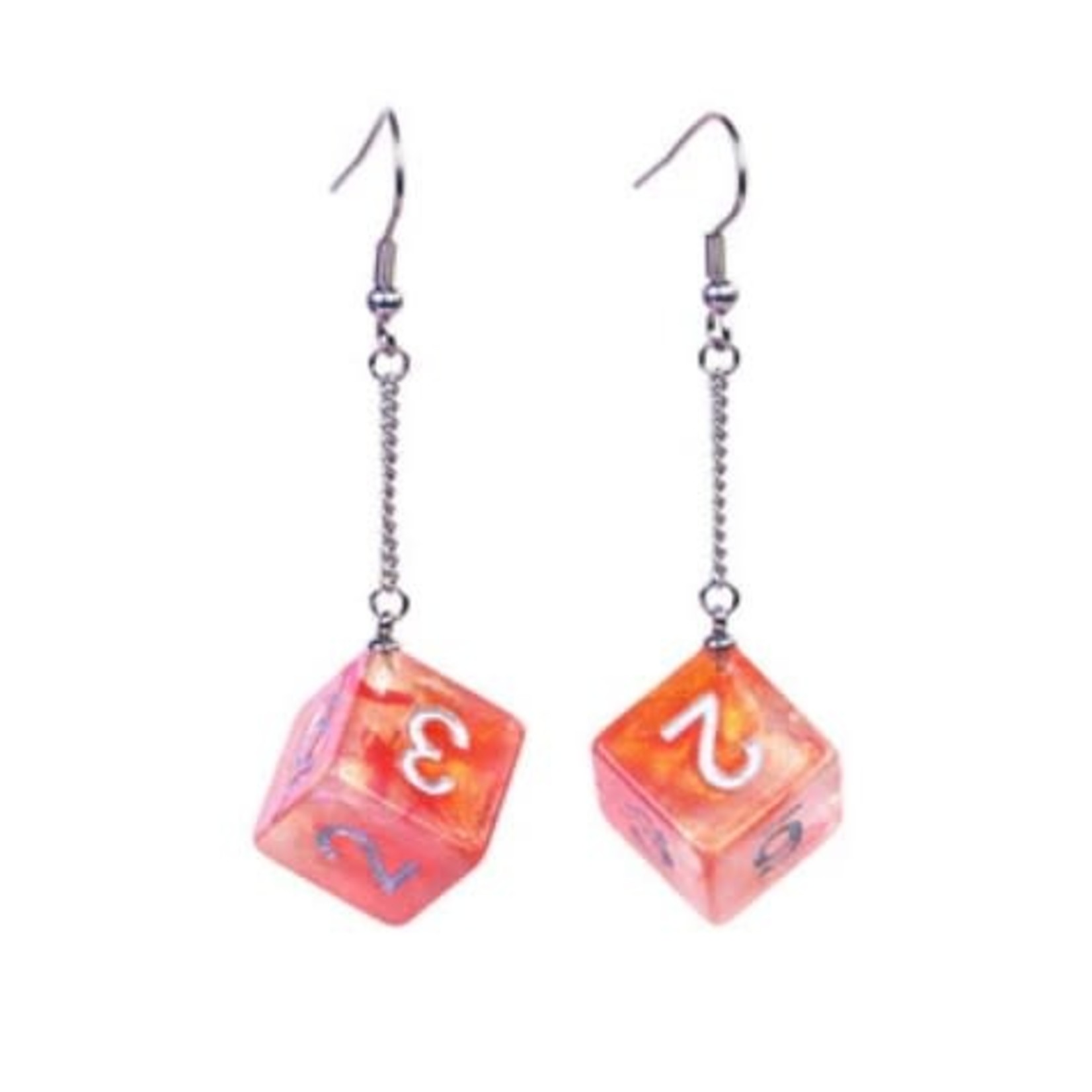 Foam Brain D6 Galaxy Earrings: Red & Orange