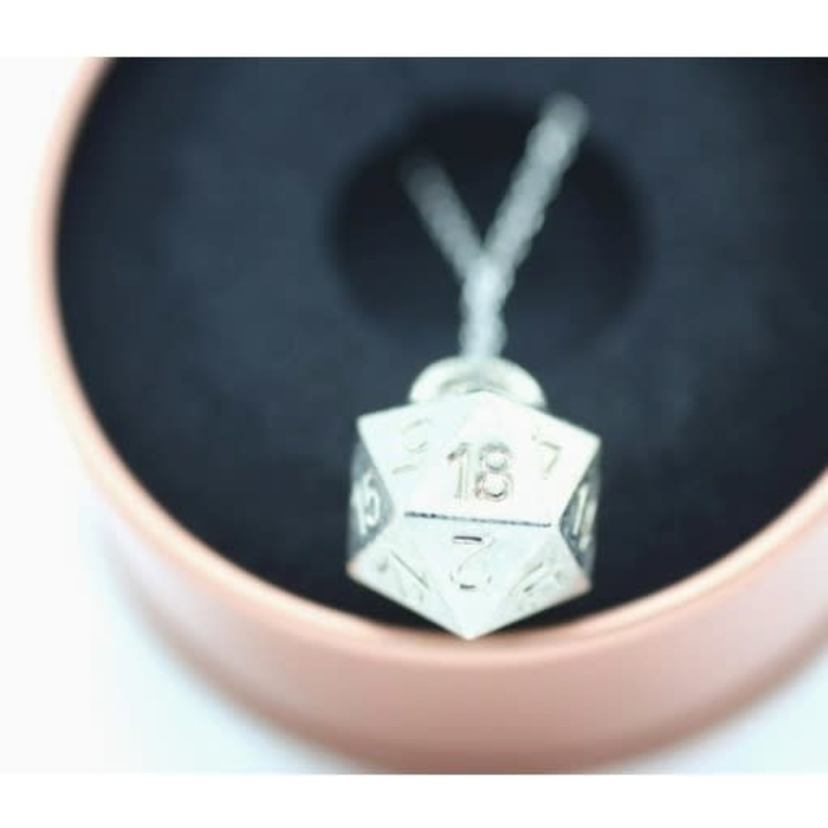 Hymgho Premium Dice Solid Metal D20 Necklace: Silver