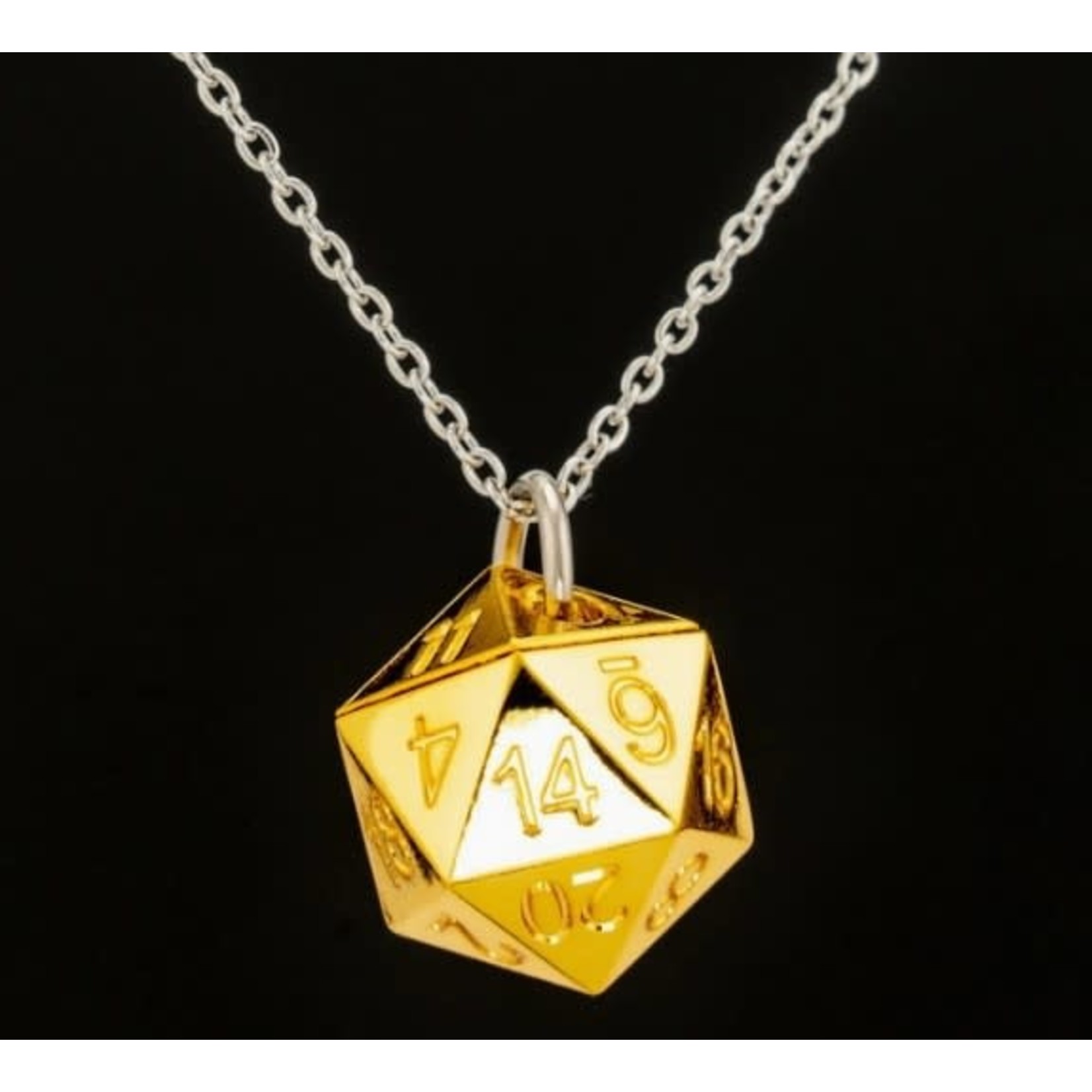 Hymgho Premium Dice Solid Metal D20 Necklace: Gold