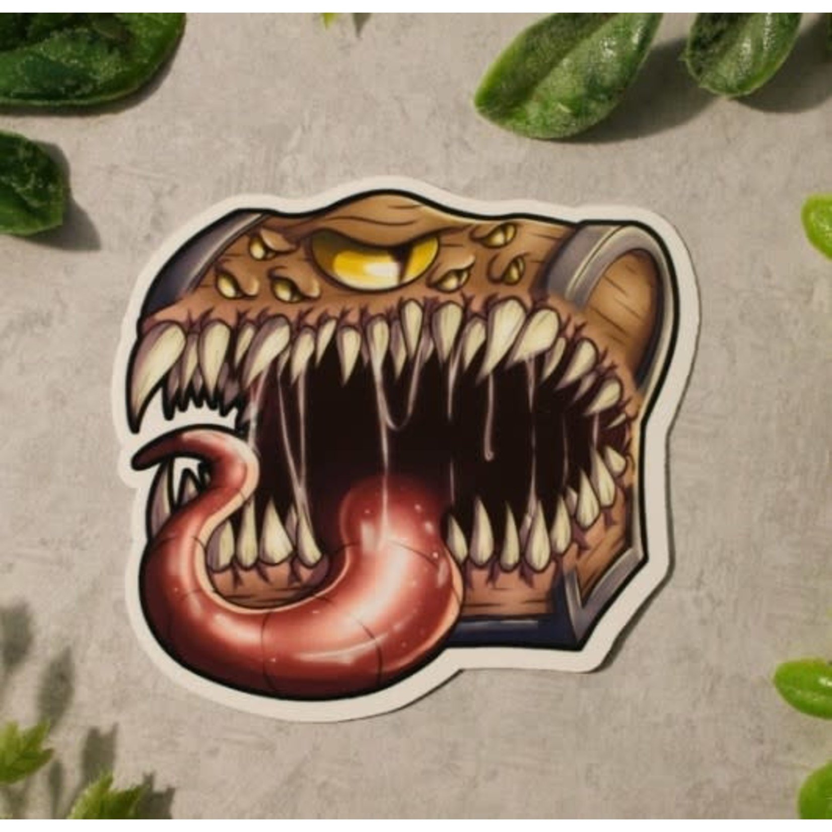 Nemissa's Northwood Arts Mimic Treasure Chest Dungeon Monster Vinyl Sticker