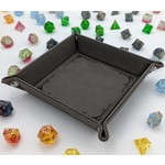 Emberglow Vegan Leather Dice Rolling Tray: Dragon Border: Grey