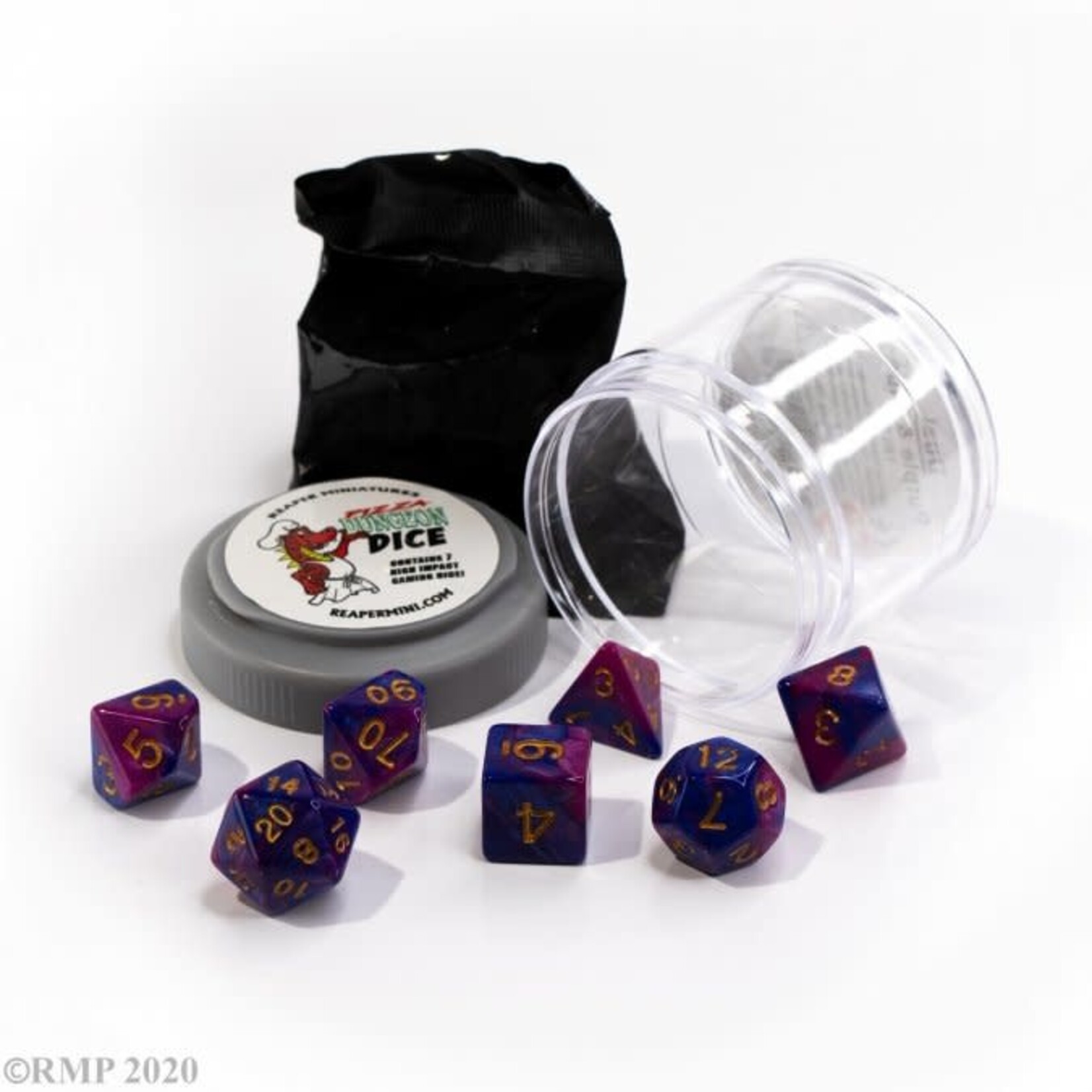 Reaper Miniatures Pizza Dungeon Dice: Purple & Blue