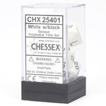 Chessex Opaque Polyhedral 7-Die Set: White with black