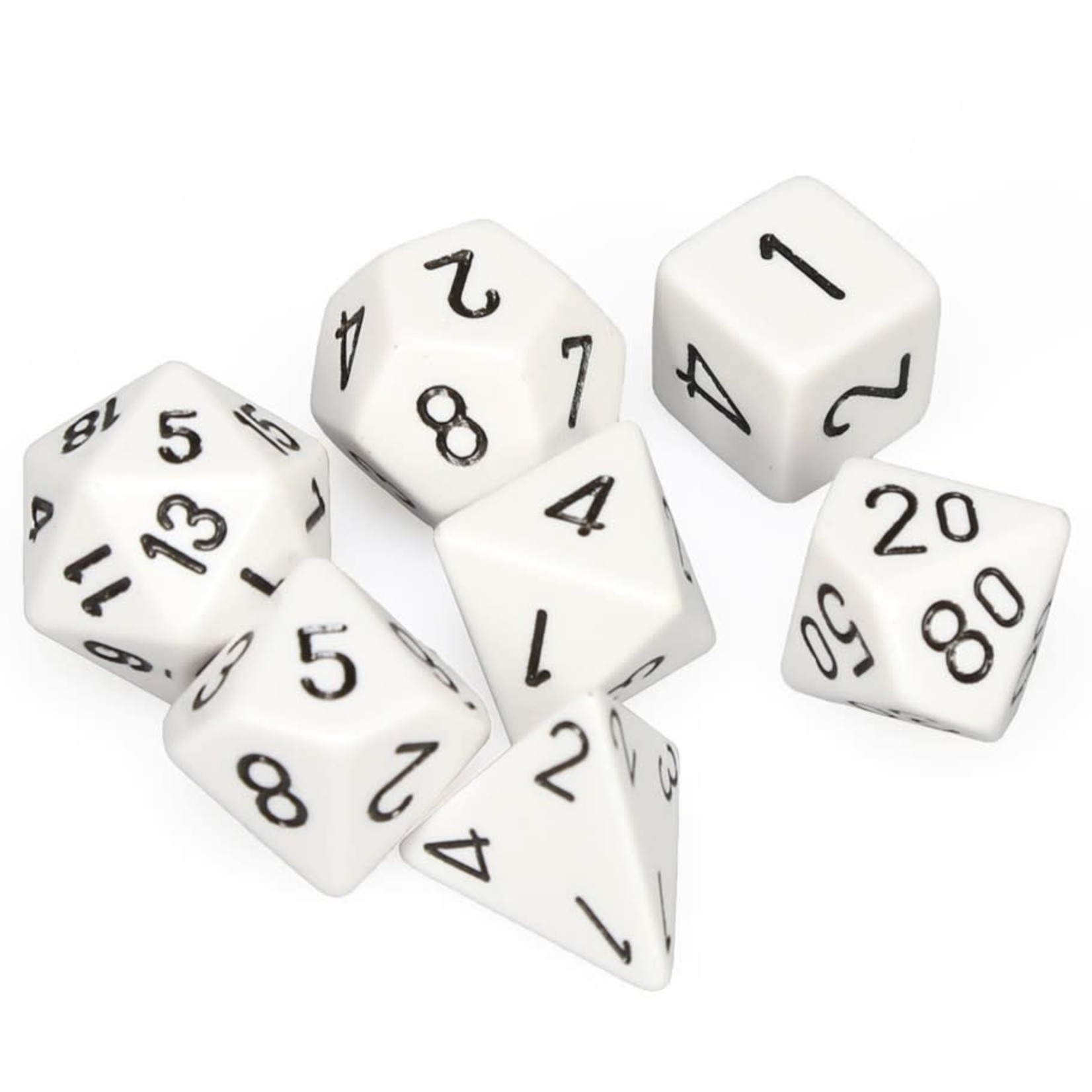 Chessex Opaque Polyhedral 7-Die Set: White with black