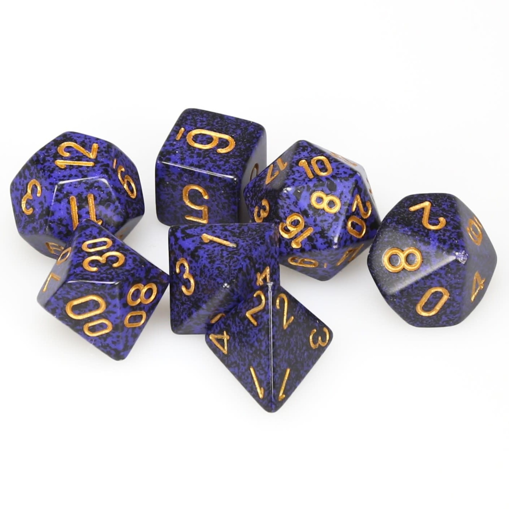 Chessex Speckled Polyhedral 7-Die Set: Golden Cobalt