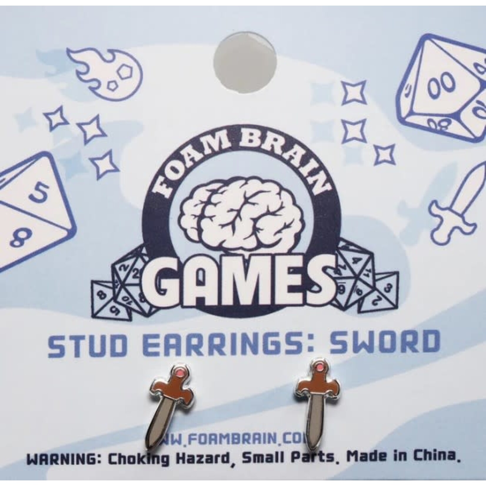 Foam Brain Stud Earrings: Sword