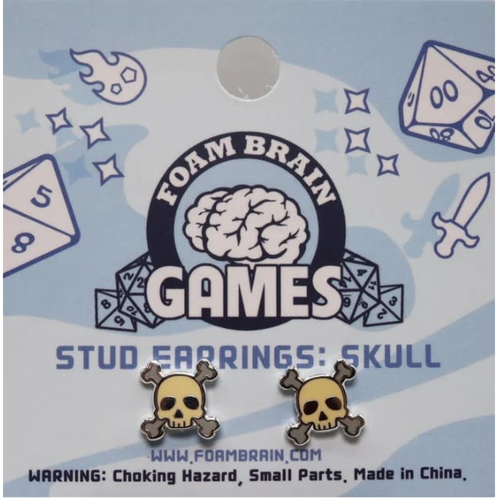 Foam Brain Stud Earrings: Skull