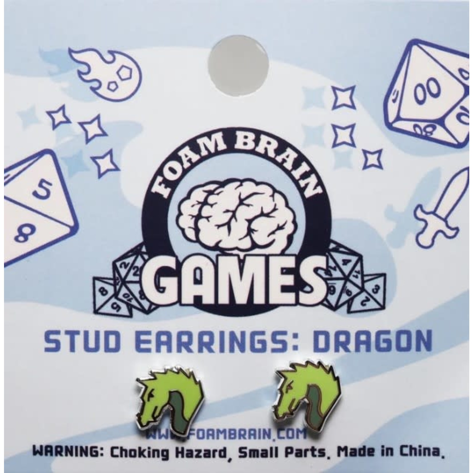 Foam Brain Stud Earrings: Dragon