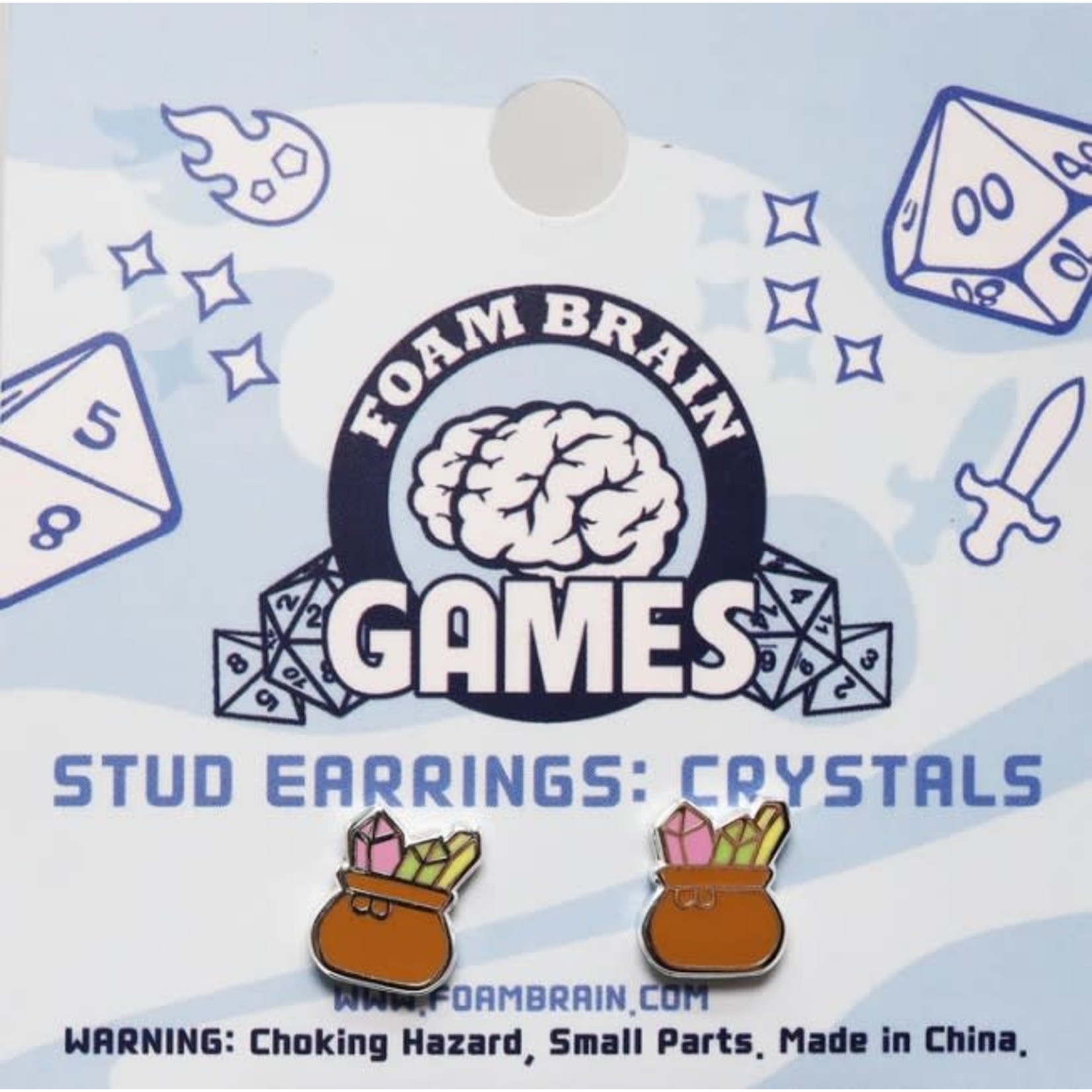 Foam Brain Stud Earrings: Crystals