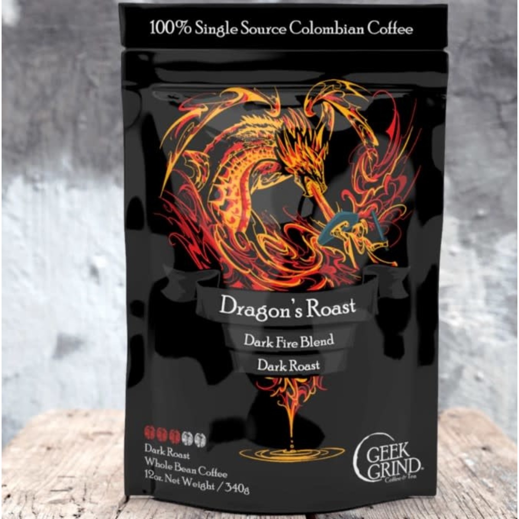 Geek Grind Coffee Company Ground Coffee 8 oz.: Dragon's Roast - Dark Fire Blend Dark Roast