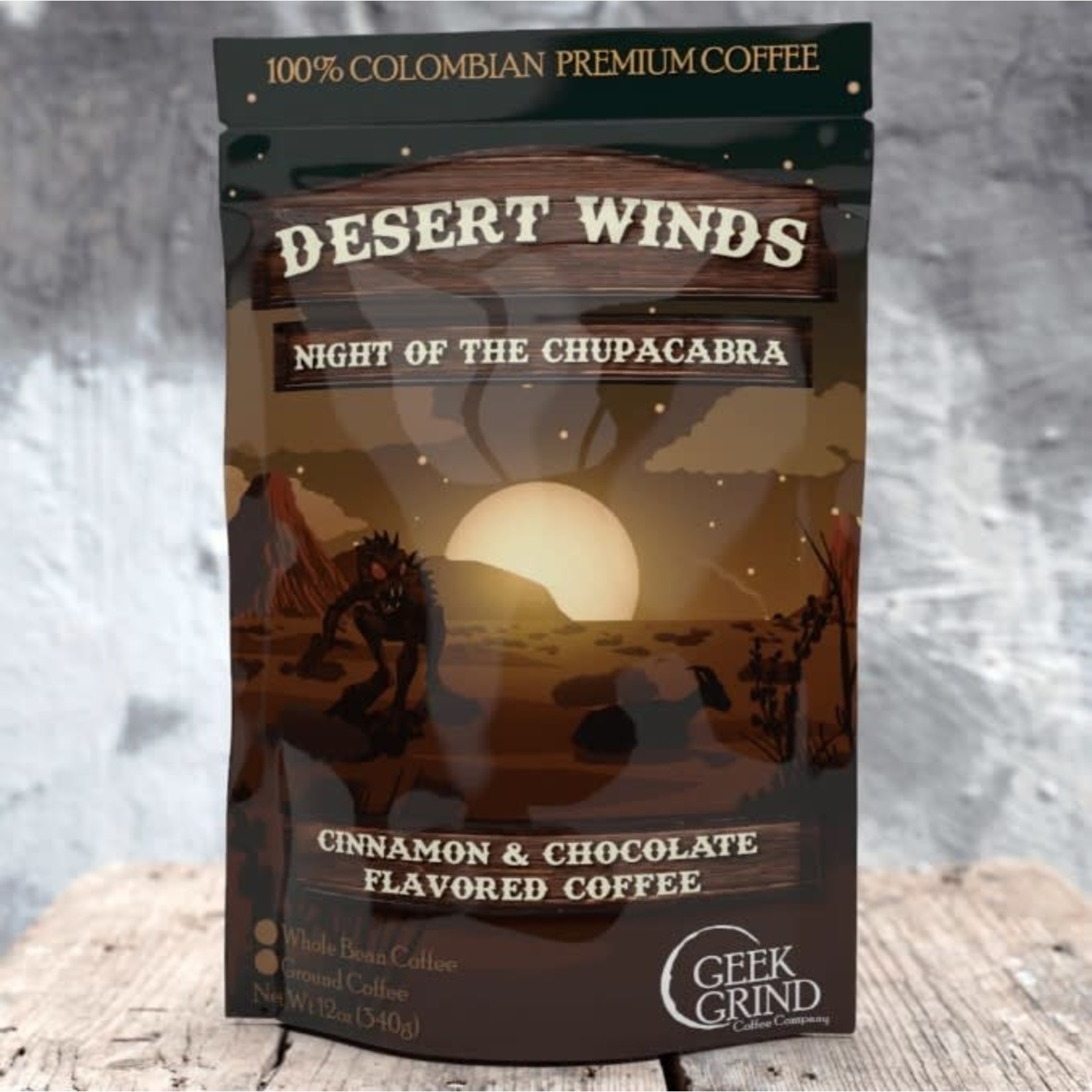 Geek Grind Coffee Company Ground Coffee 8 oz.: Night of the Chupacabra - Cinnamon & Chocolate Flavored
