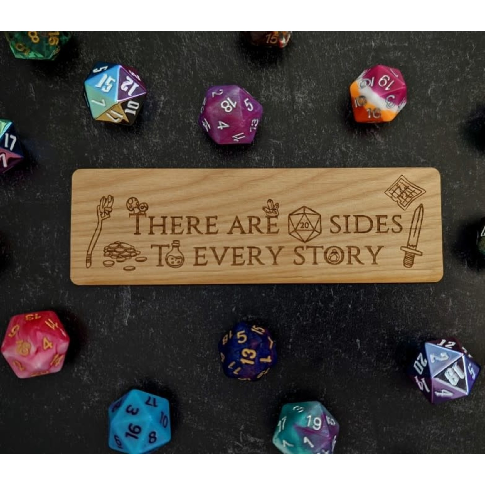 Emberglow There are 20 Sides to Every Story Wooden Bookmark