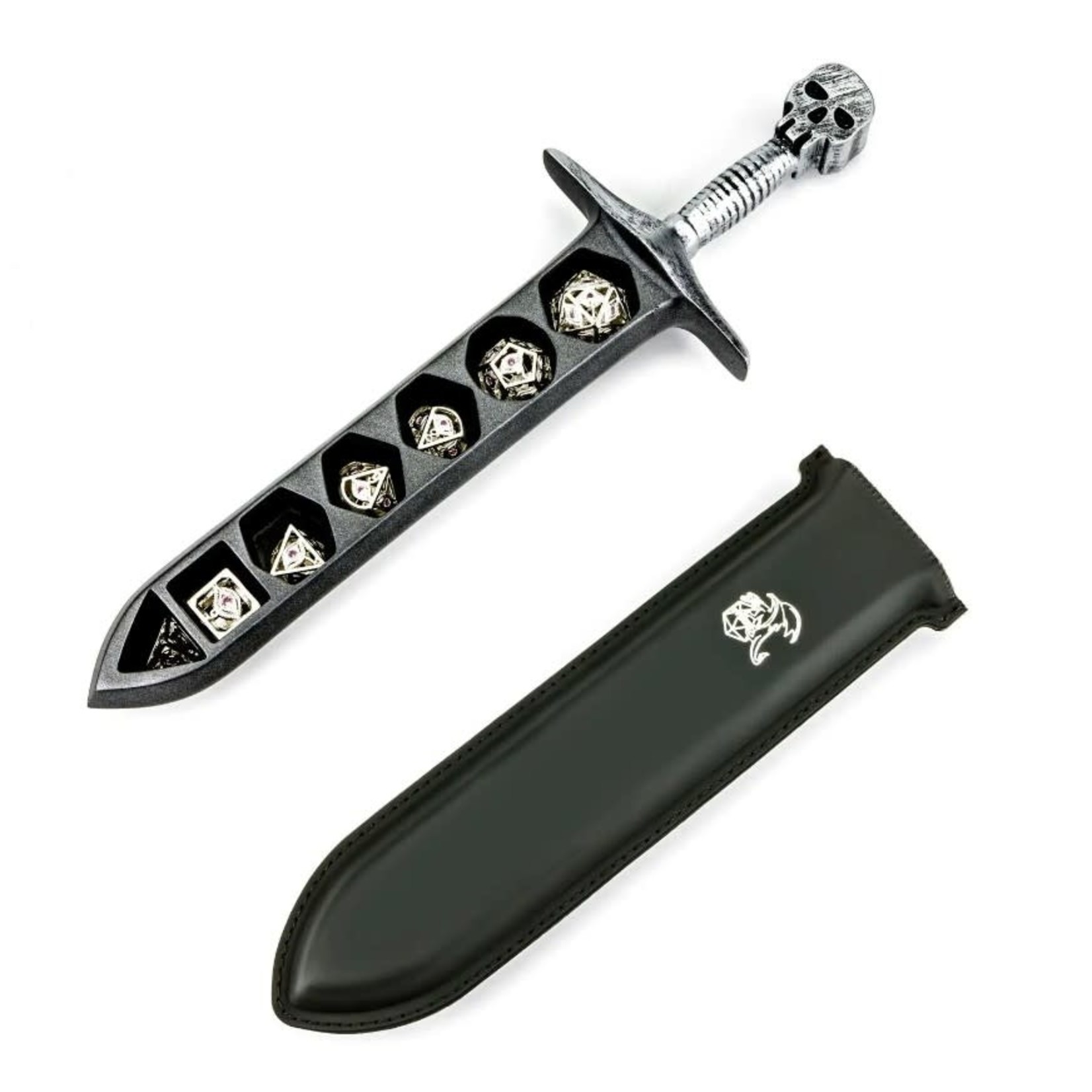 Hymgho Premium Dice Grim Dagger Dice Case with Sheath Cover: Silver
